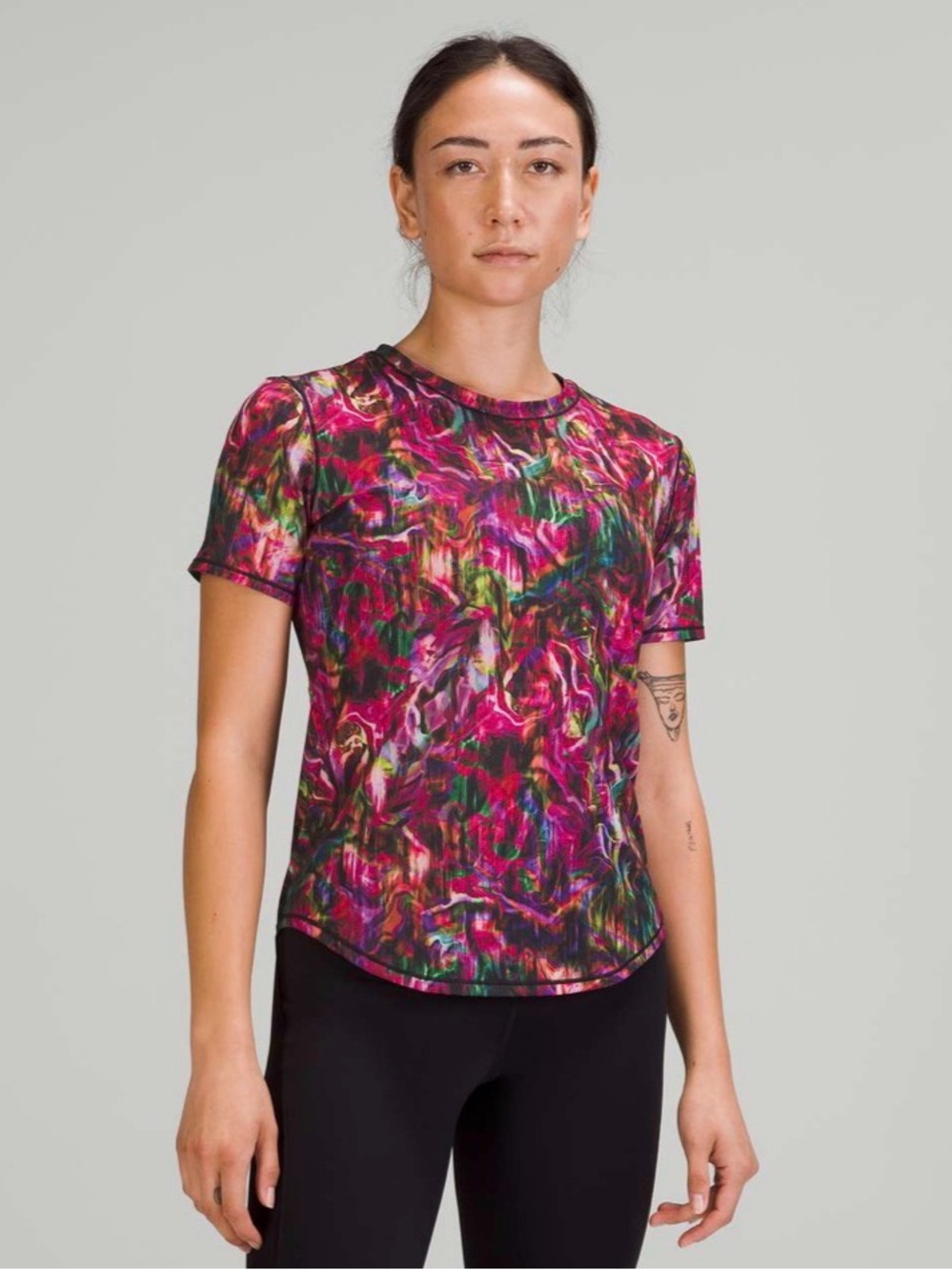 lululemon athletica Short Sleeve Crewneck Top in Multi Pink-Green Print